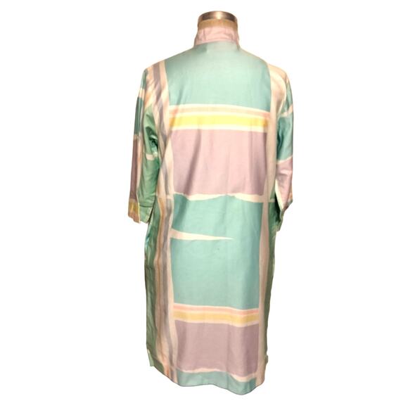 Catherine Ogust Penthouse Gallery Pastel Print Dress Caftan Vintage 80s S - Picture 3 of 10